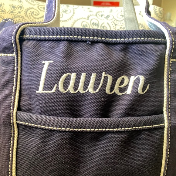 Lands’ End Medium Solid Color 5 Pocket Open Top Canvas Tote Bag - Lauren - Picture 3 of 9